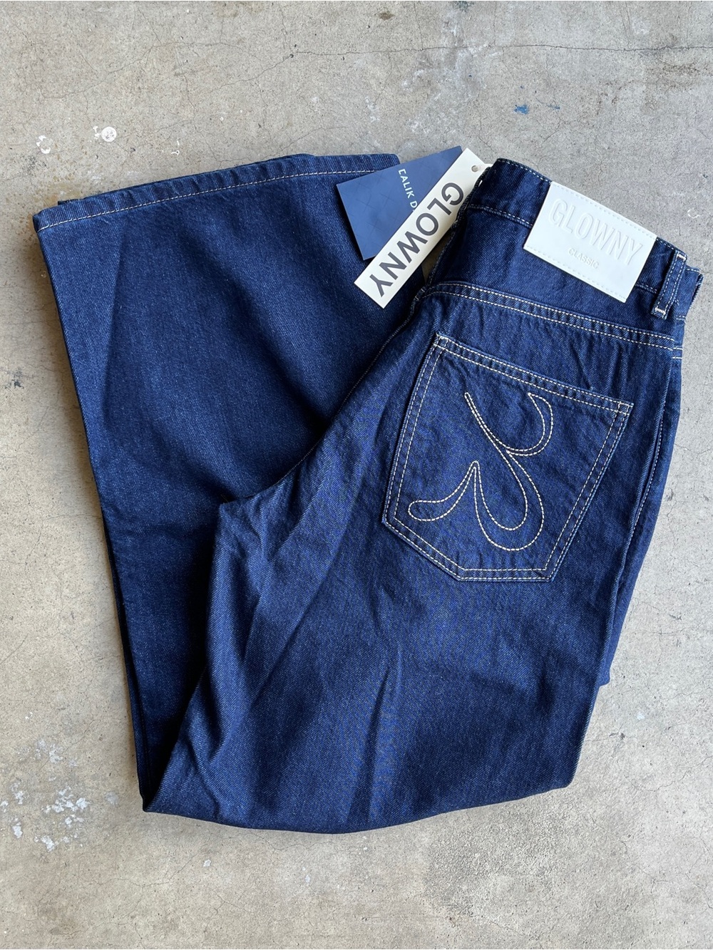 GLOWNY 901 Low-rise Wide Leg Jeans Deep Blue